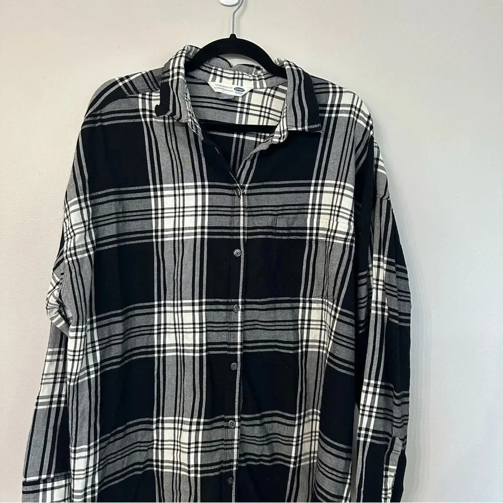 Old Navy Women's Long Sleeve Button Up Plaid The Boyfriend Shirt Size XXL GUC - Picture 2 of 8